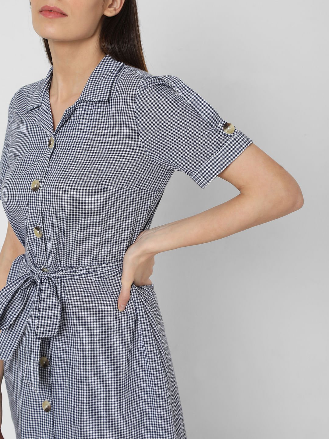 Black Gingham Shirt Dress