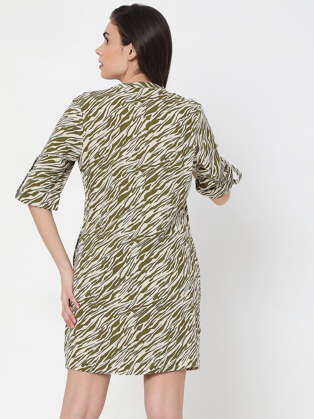 Green Abstract Print Shift Dress