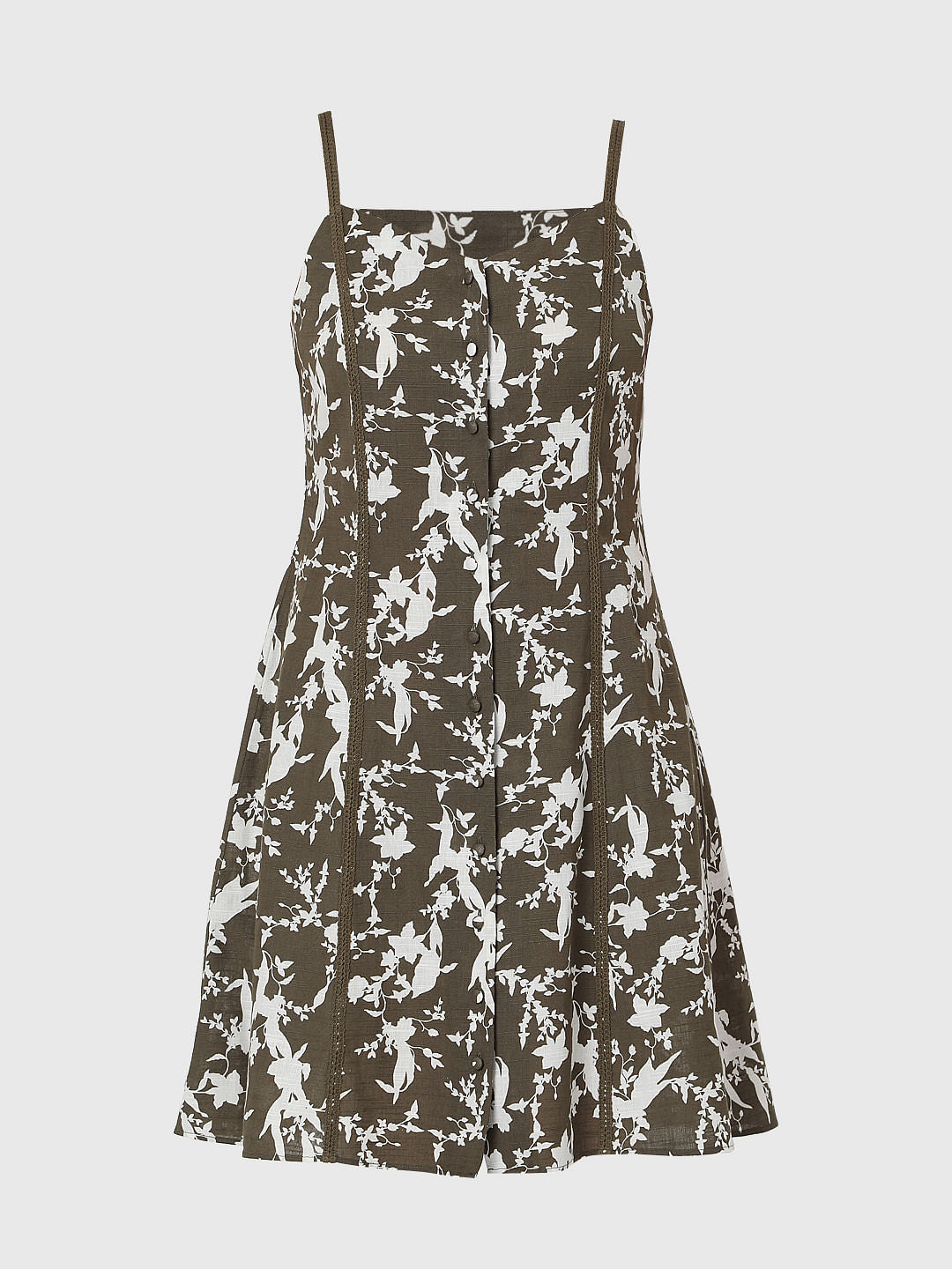 Green Floral Strappy Dress