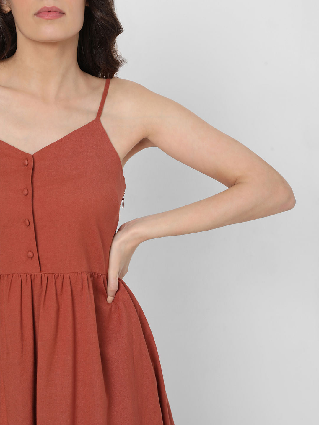 Brown Strappy Fit & Flare Dress