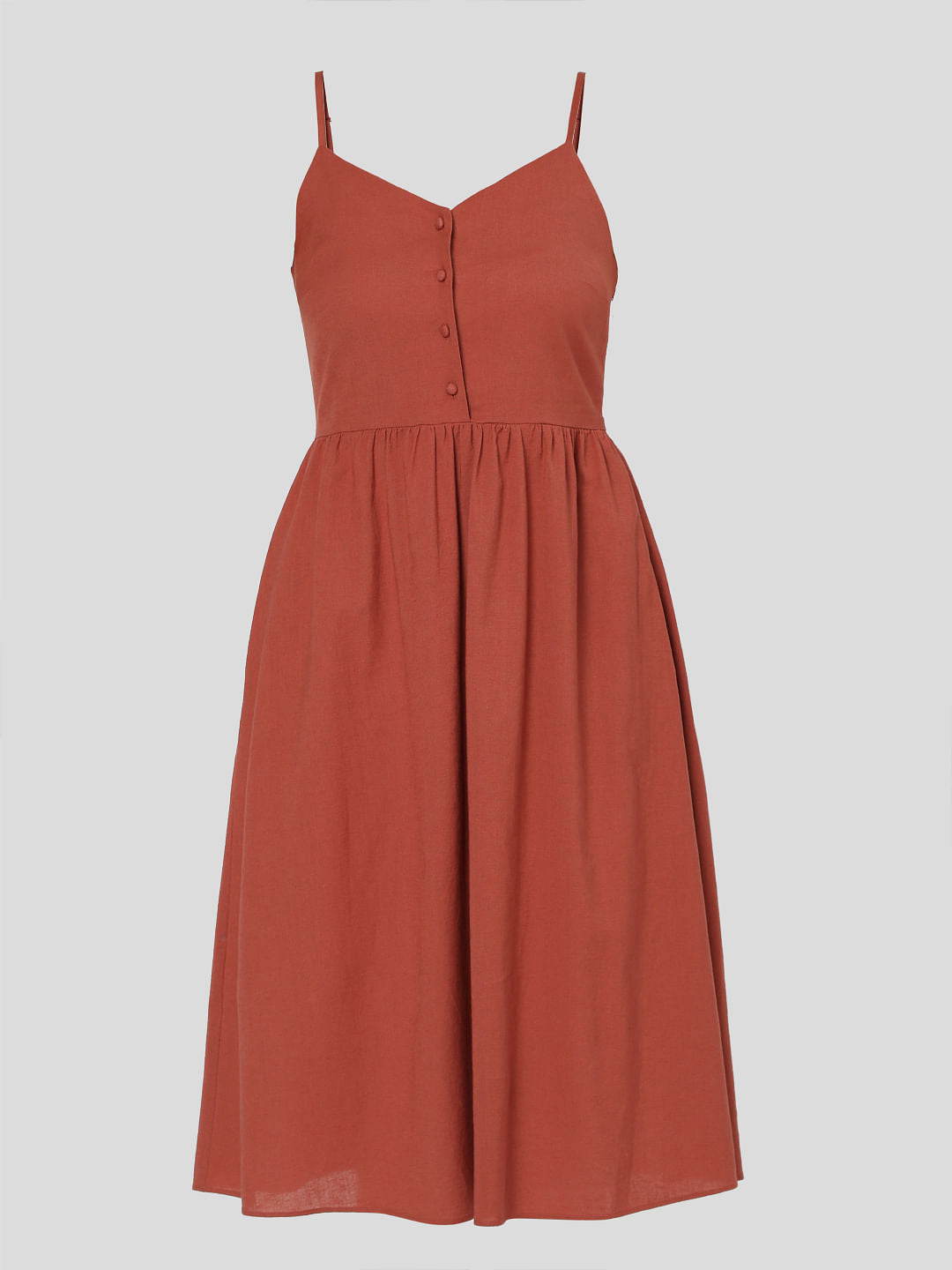 Brown Strappy Fit & Flare Dress