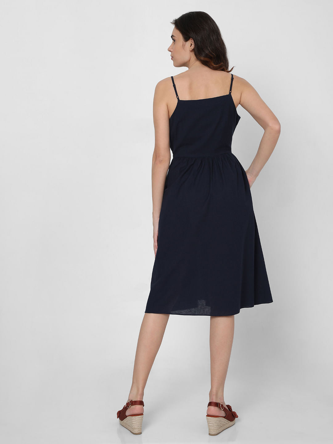 Blue Strappy Fit & Flare Dress