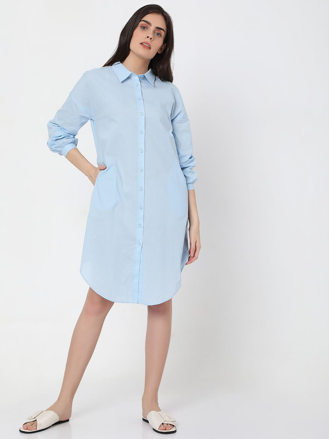 Blue Tunic Shirt Dress