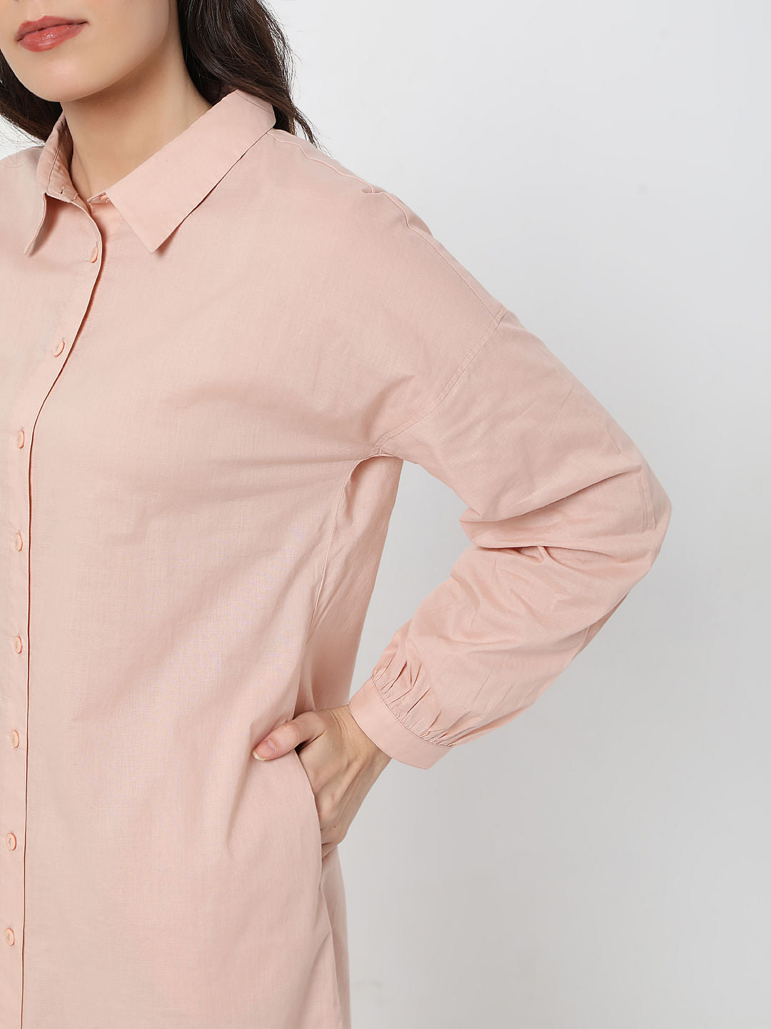 Light Pink Tunic Shirt Dress