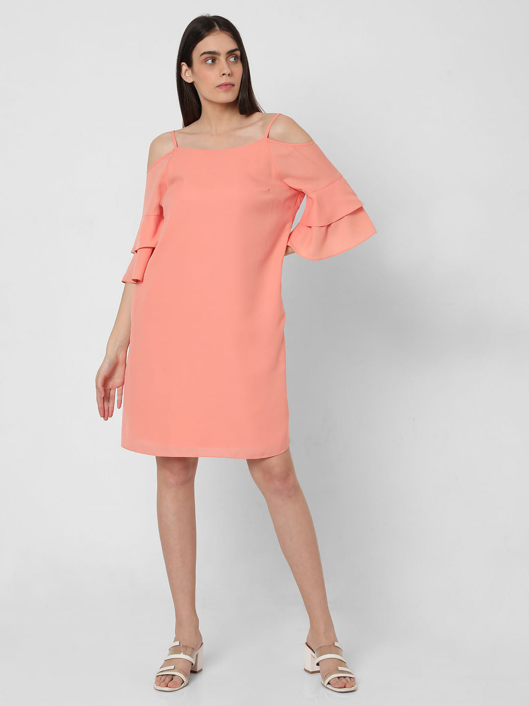 Peach Cold Shoulder Dress
