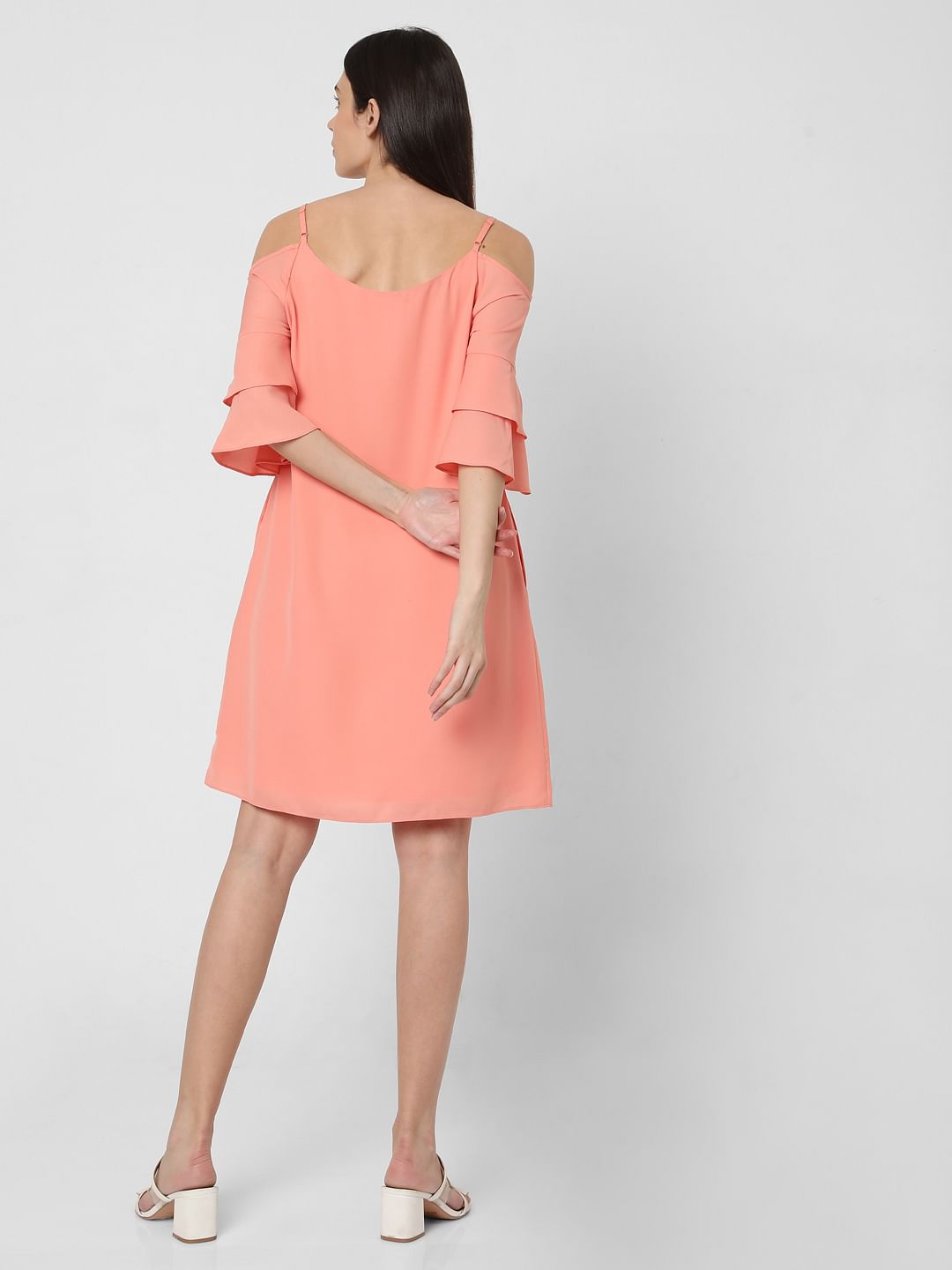 Peach Cold Shoulder Dress