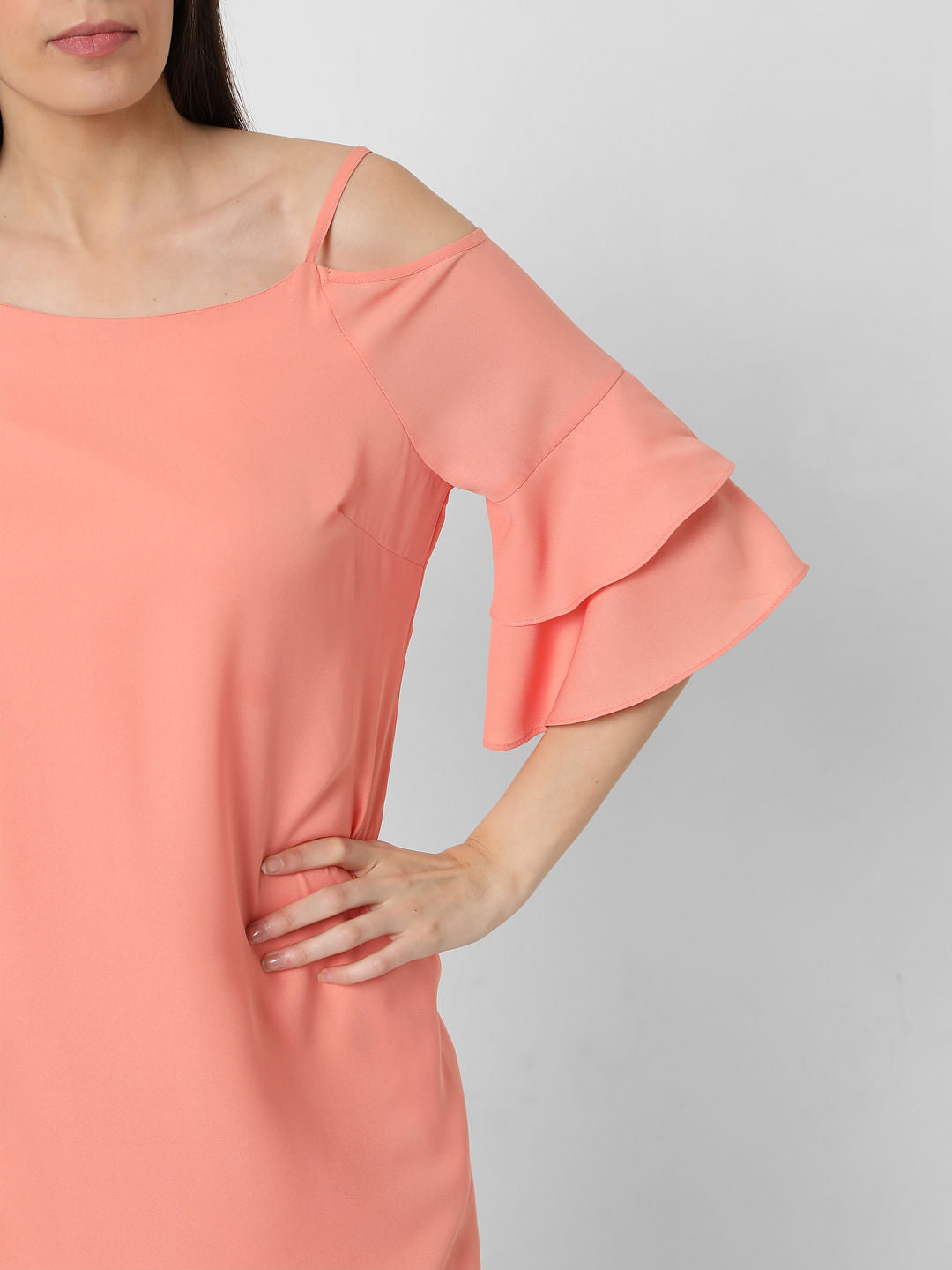 Peach Cold Shoulder Dress