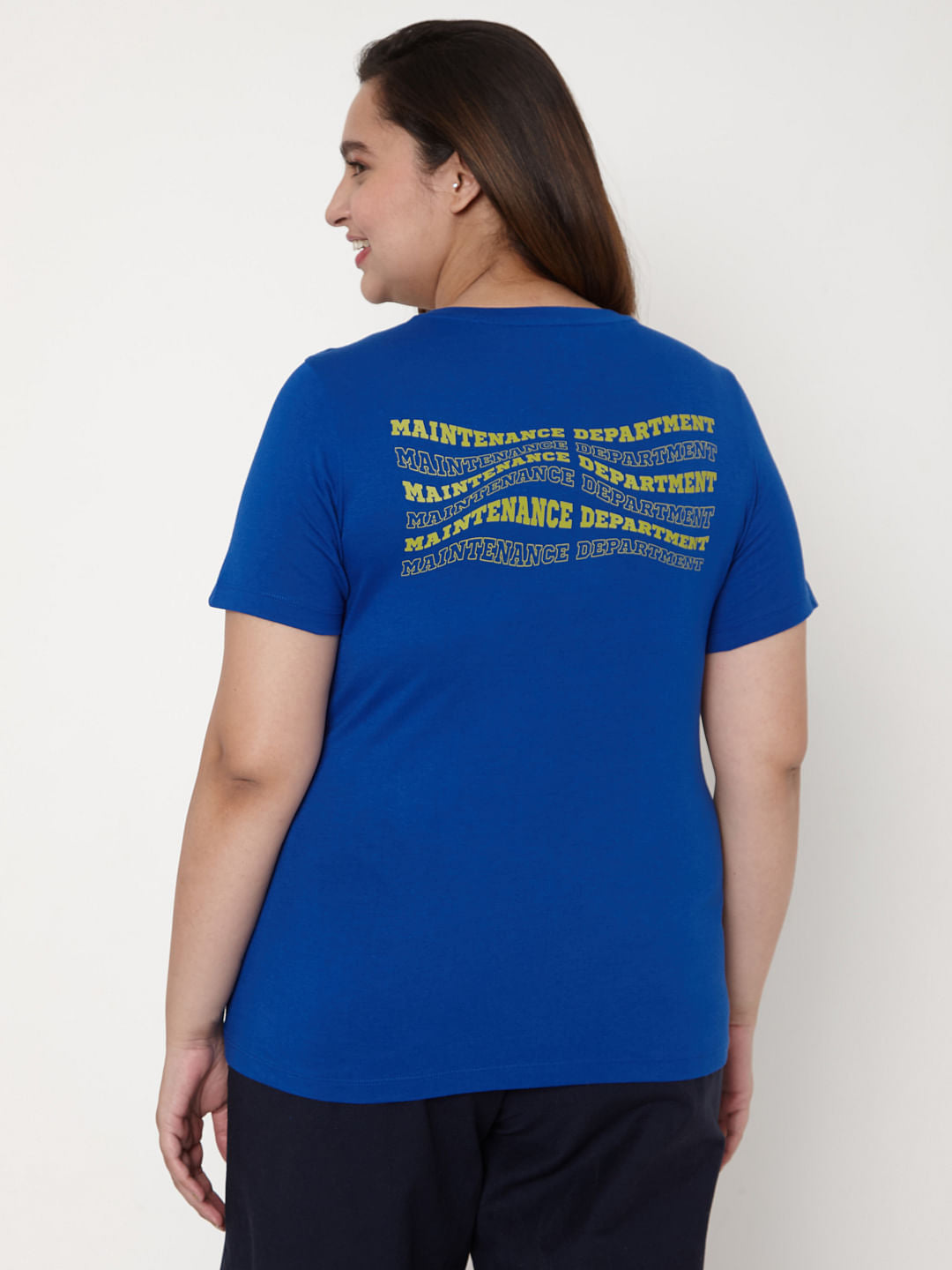 Curve Blue Slogan Print T-Shirt