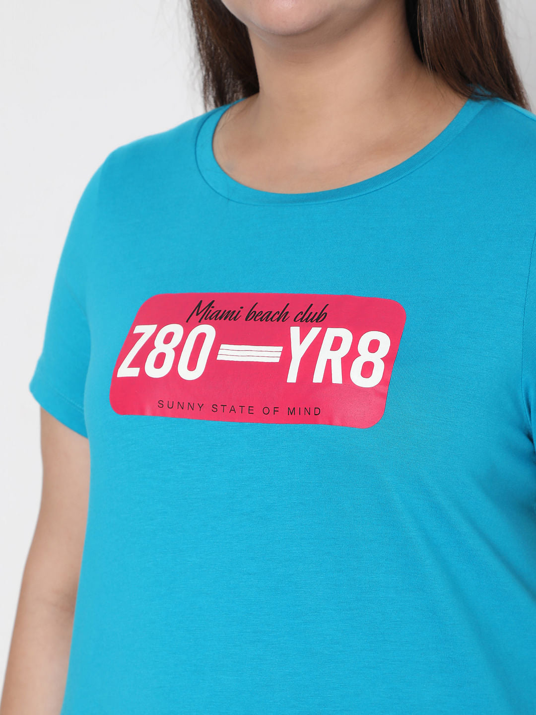 Curve Blue Typographic T-Shirt