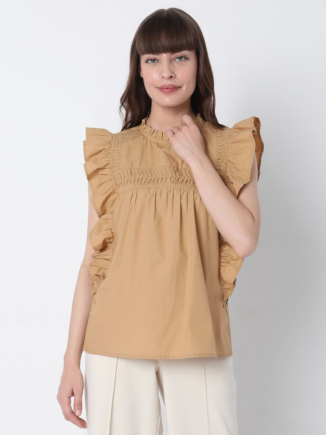 Brown Ruffle Top