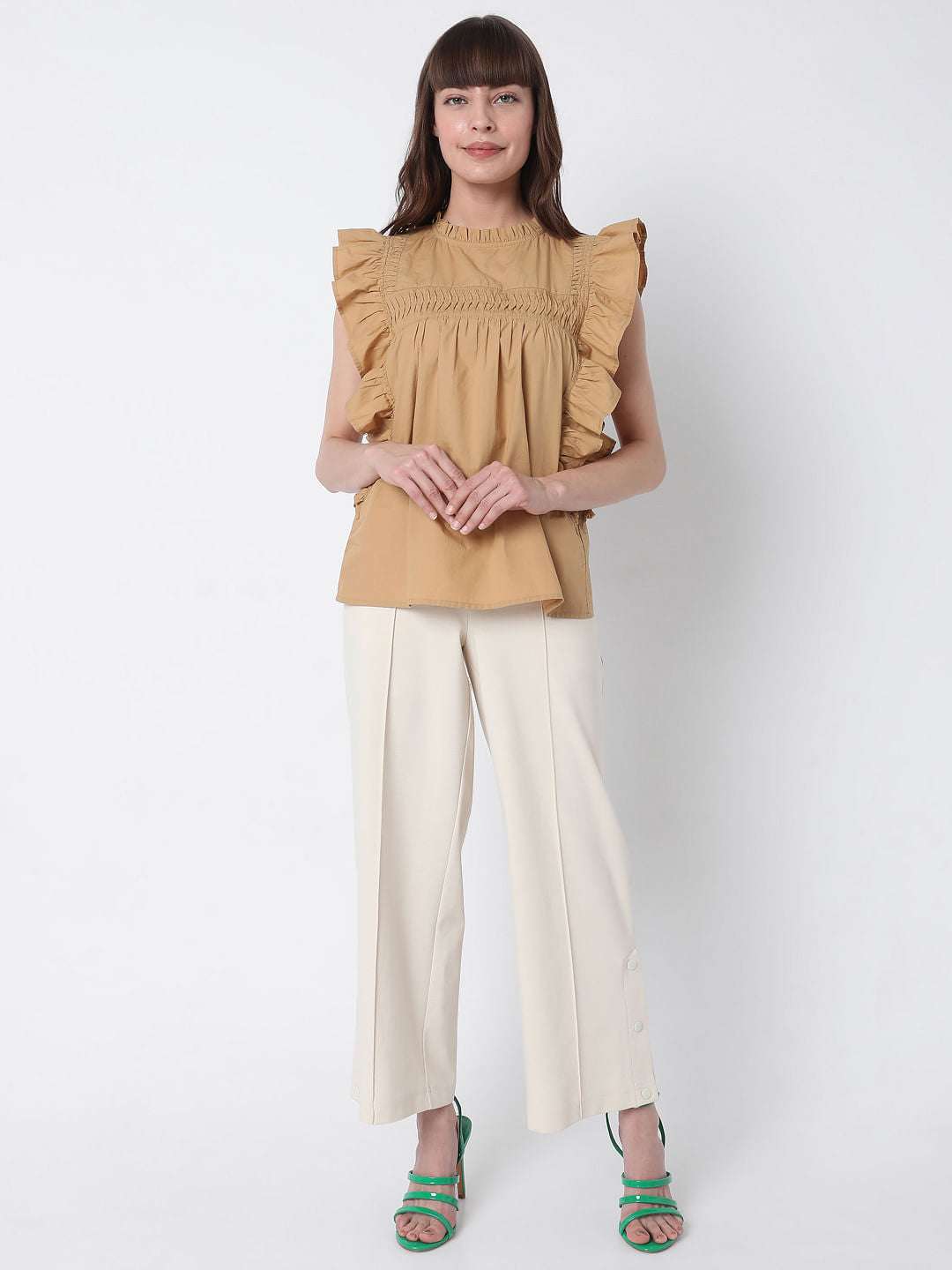Brown Ruffle Top