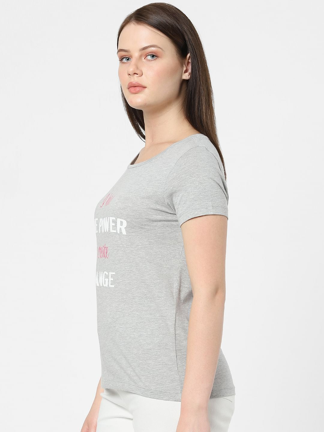 Grey Typographic Print T-Shirt