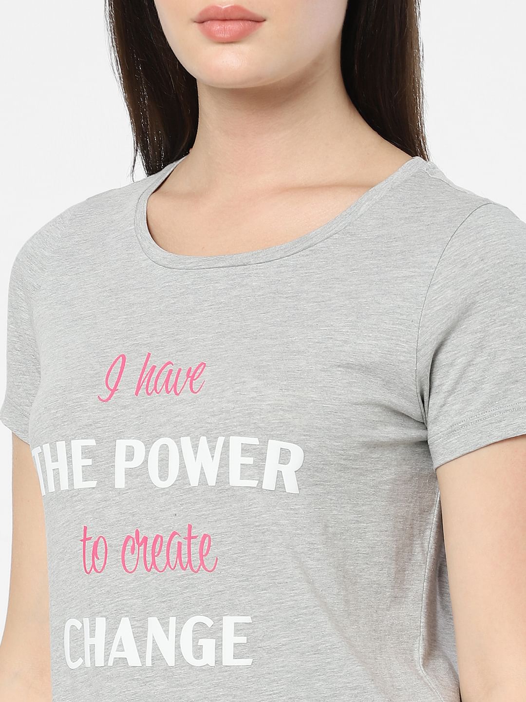 Grey Typographic Print T-Shirt