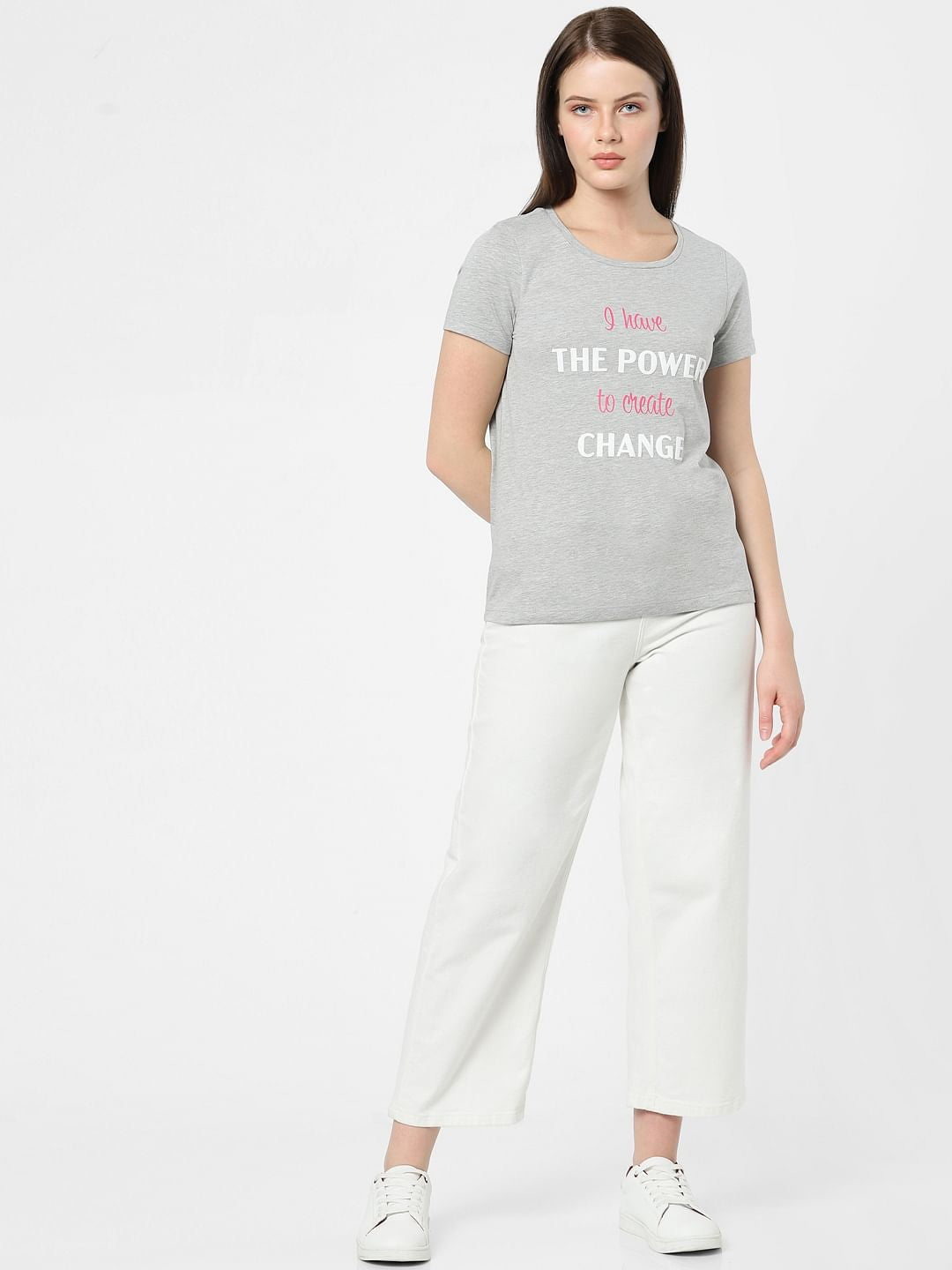 Grey Typographic Print T-Shirt