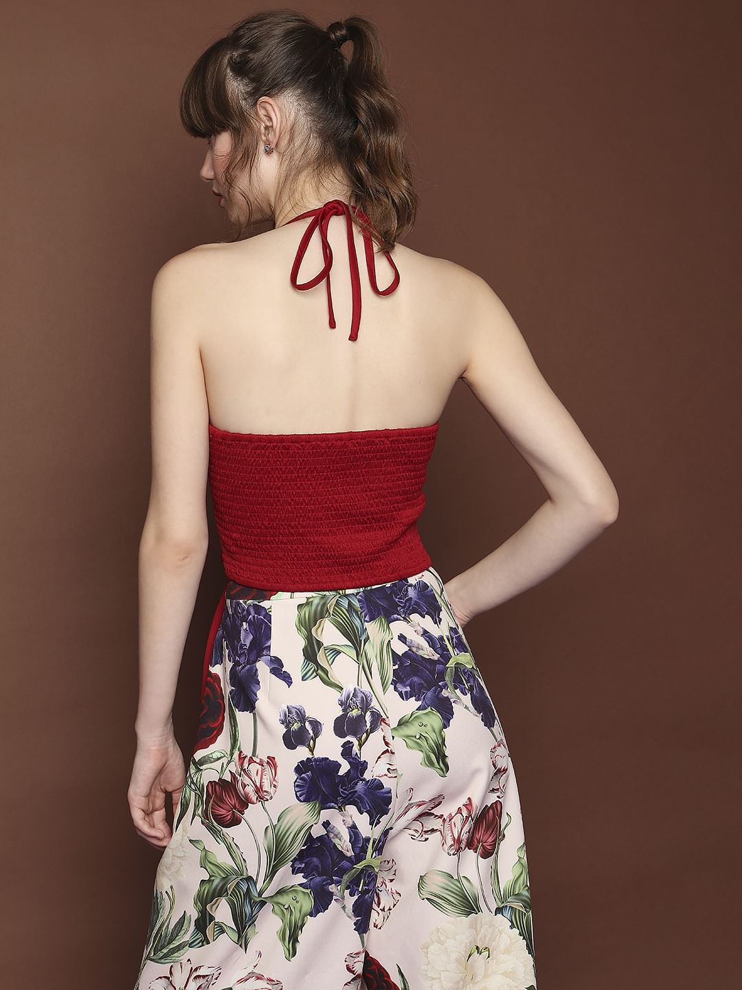 Marquee Red Halter Neck Crop Top