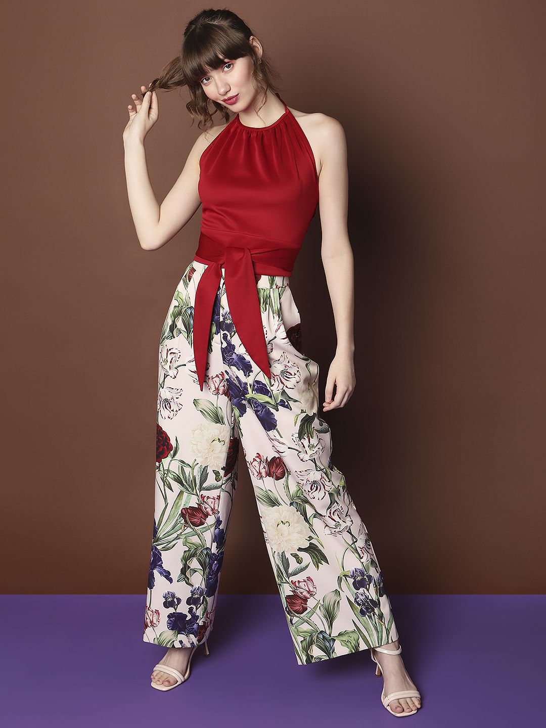 Marquee Red Halter Neck Crop Top