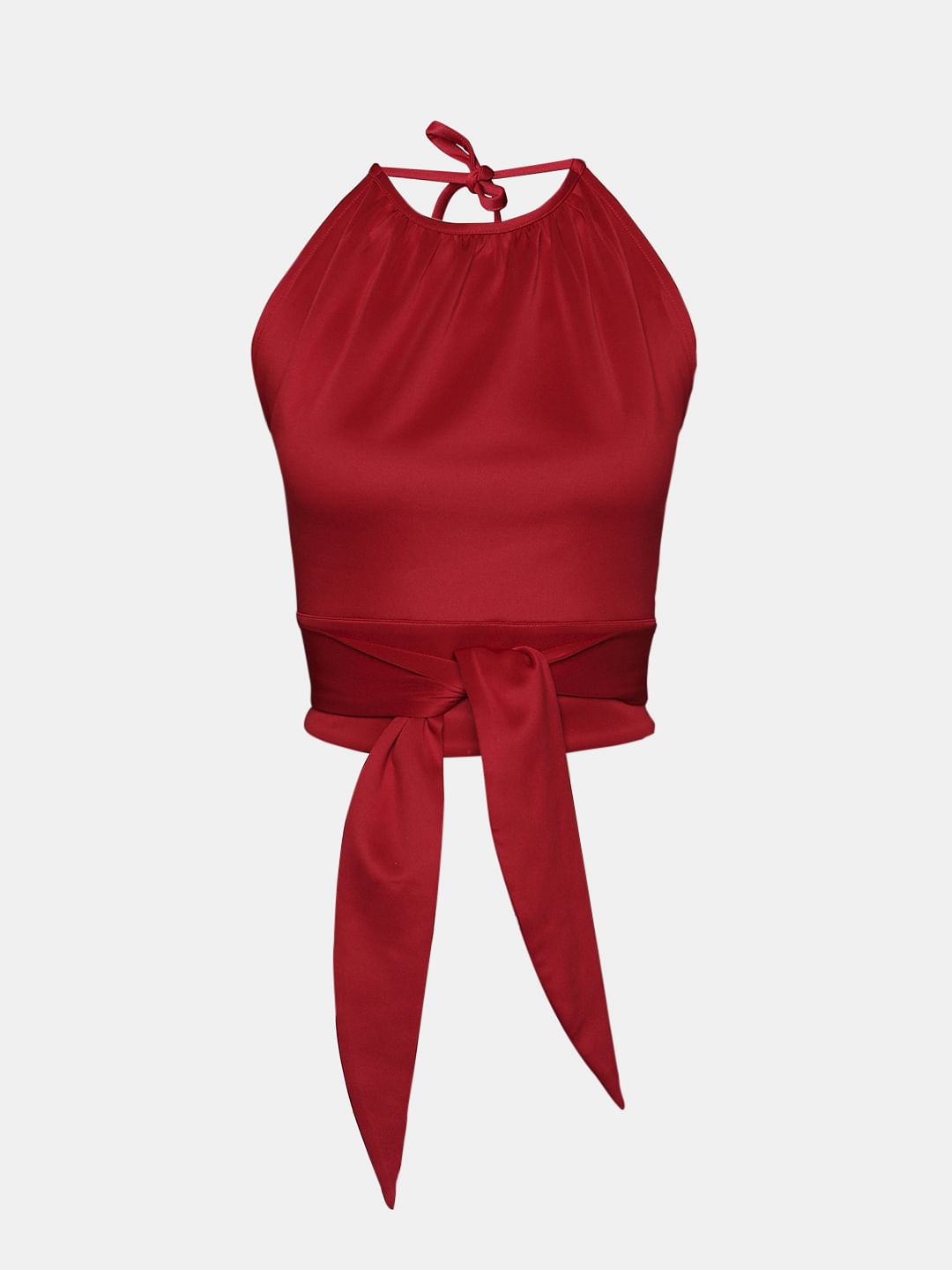 Marquee Red Halter Neck Crop Top