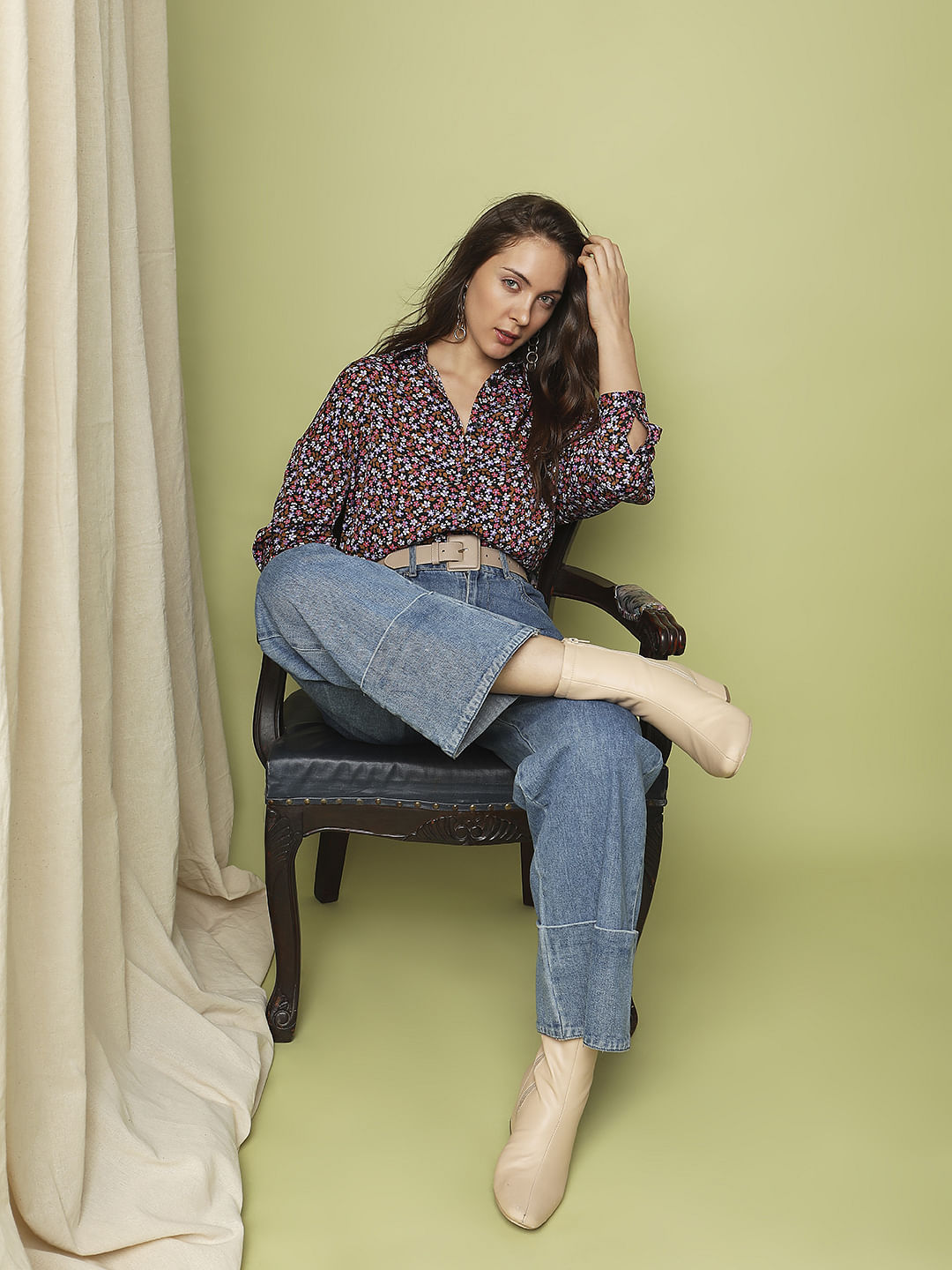 Black Floral Print Shirt