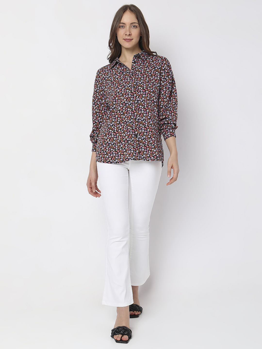 Black Floral Print Shirt