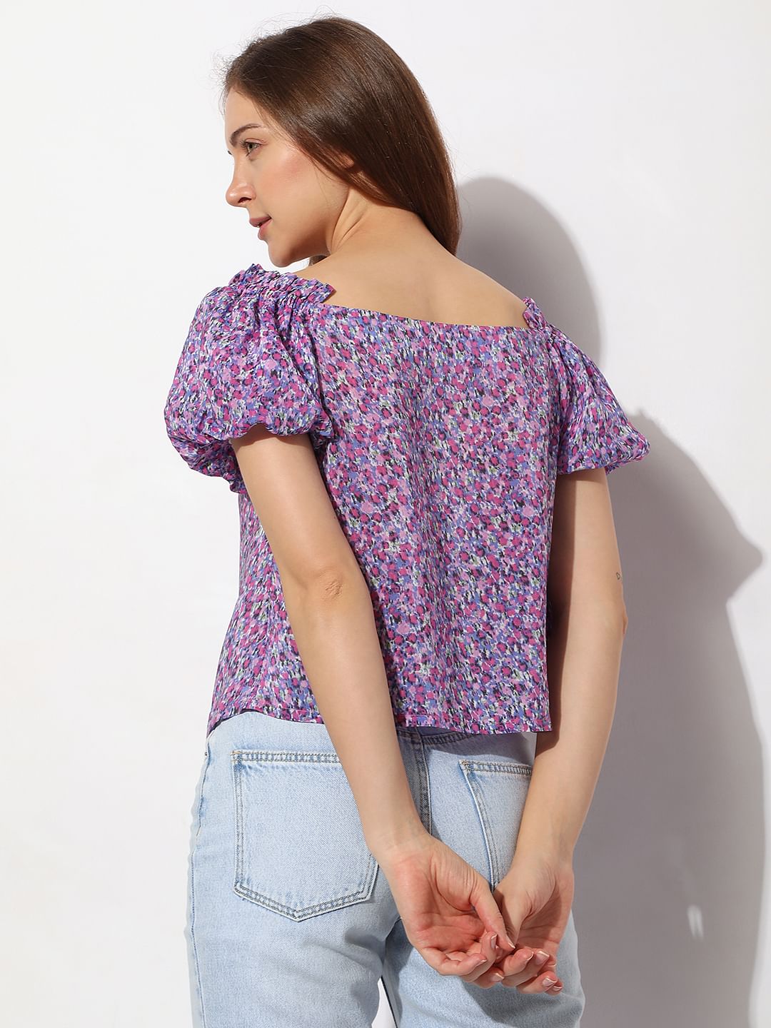 Purple Floral Print Top