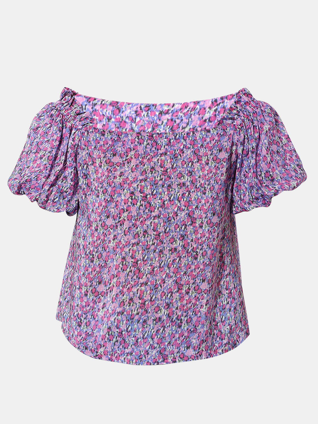 Purple Floral Print Top