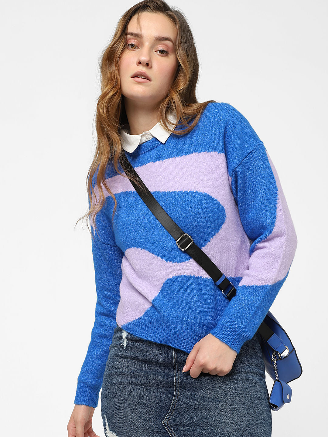 Purple Colourblocked Pullover