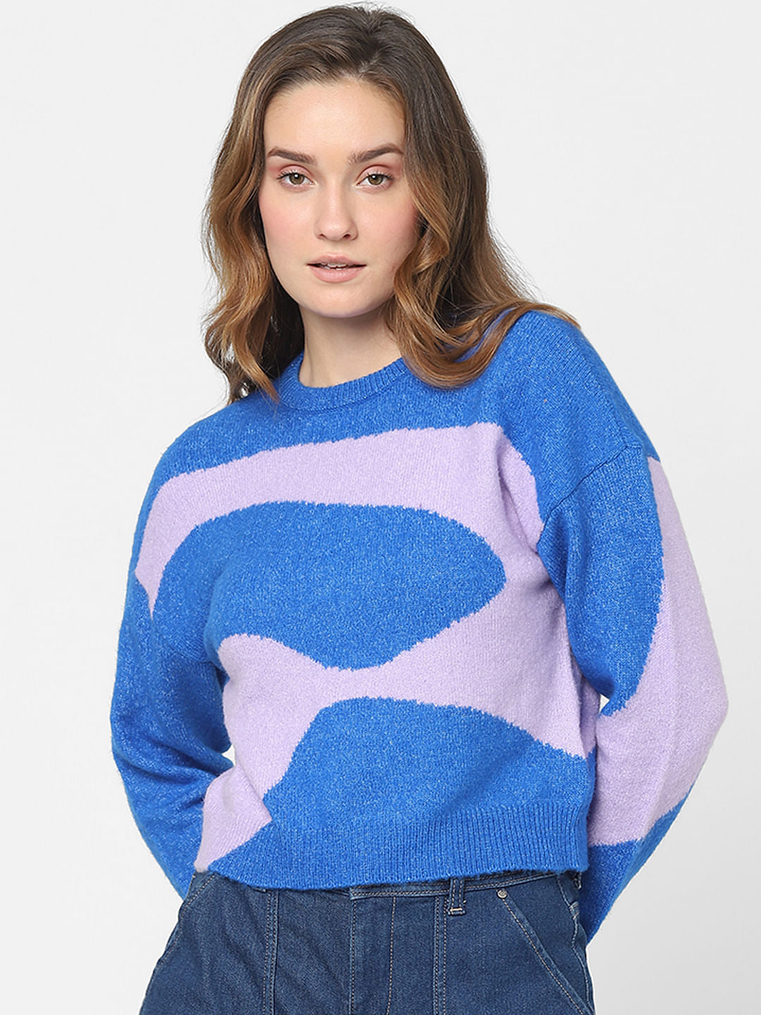 Purple Colourblocked Pullover