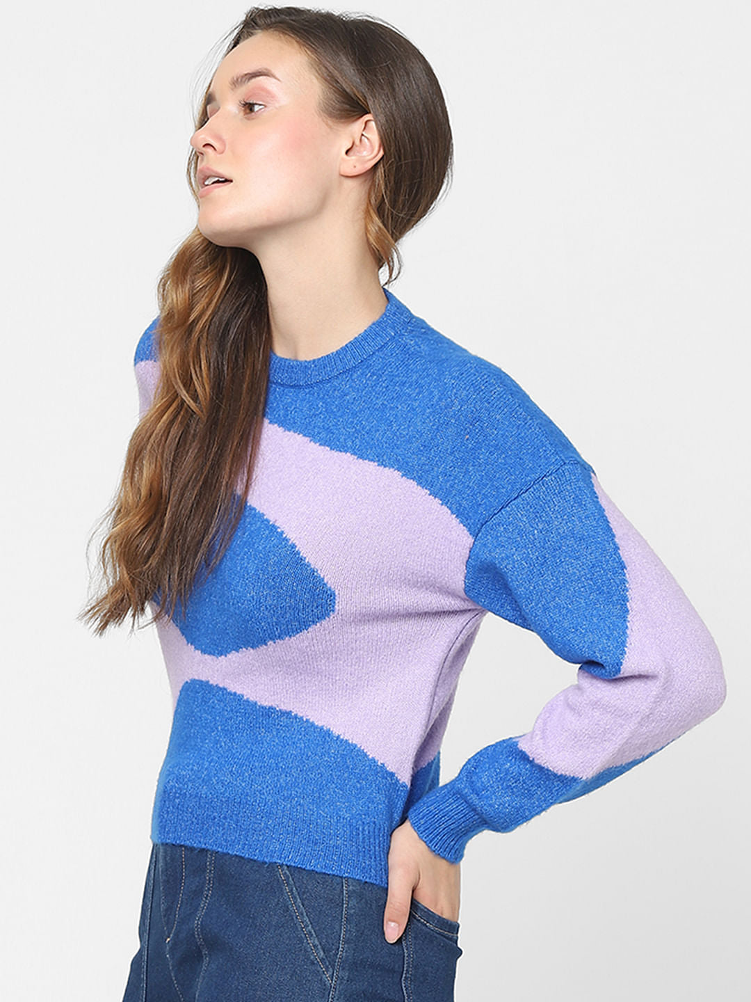 Purple Colourblocked Pullover