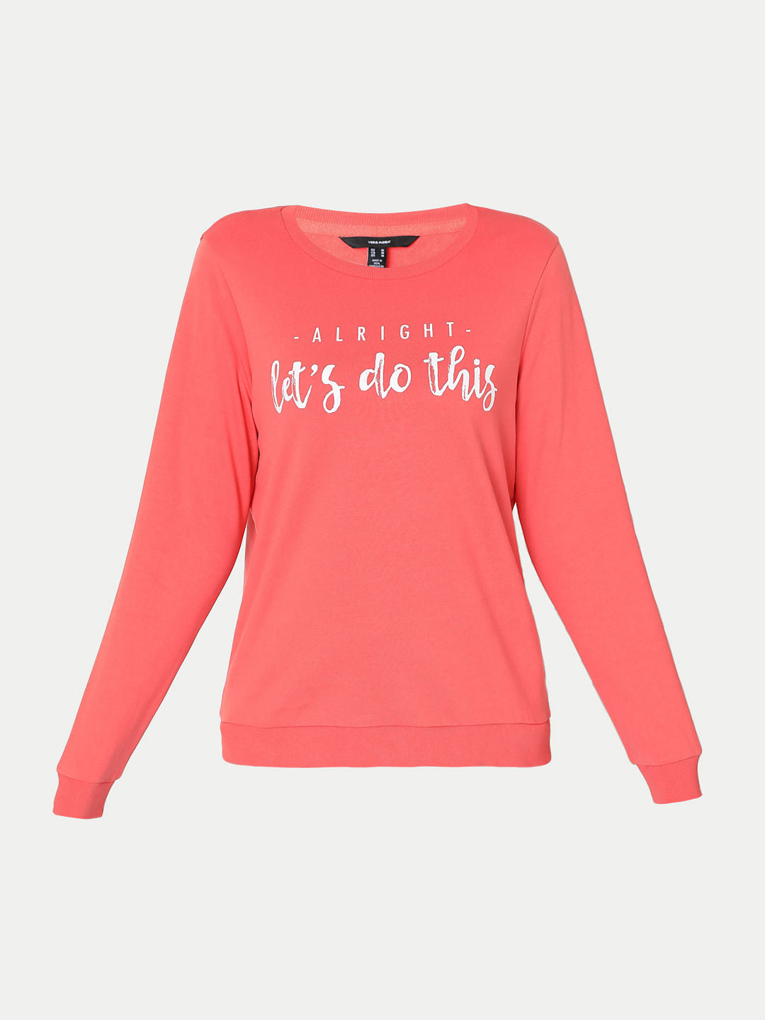 Coral Slogan Print Sweatshirt