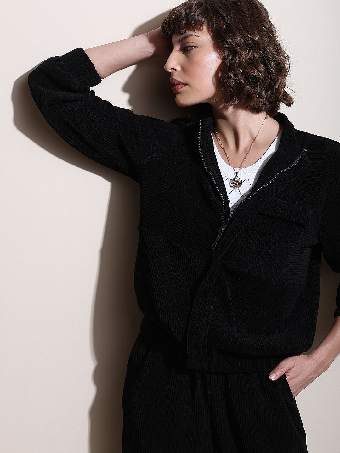 Black Corduroy Co-Ord Set Jacket