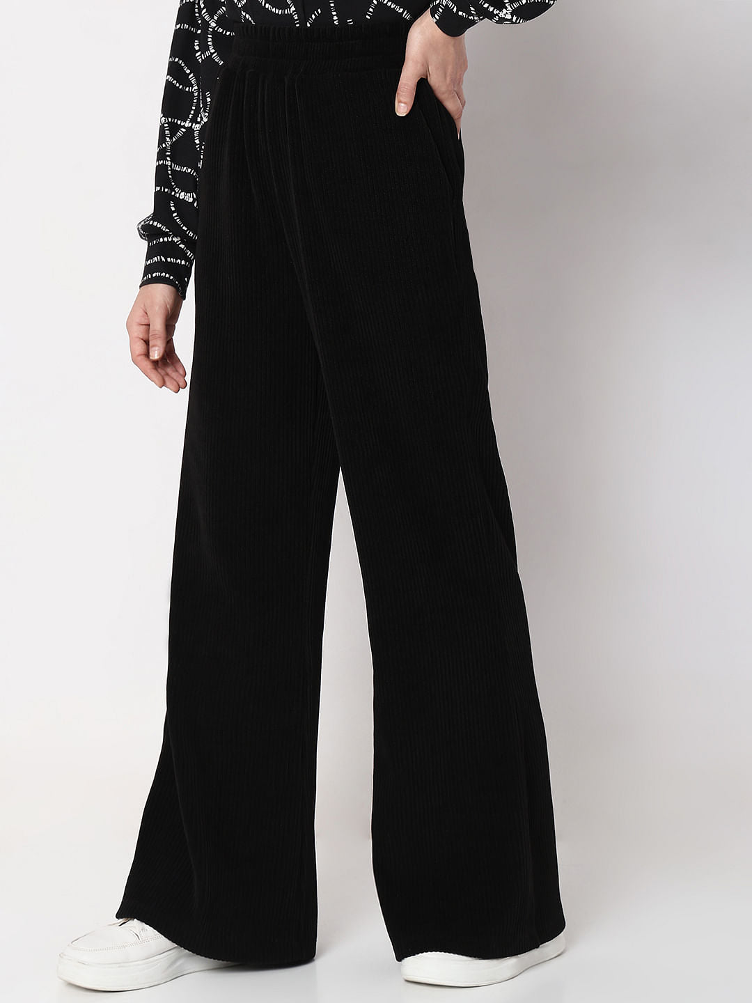 Black Corduroy Flared Co-Ord Set Pants