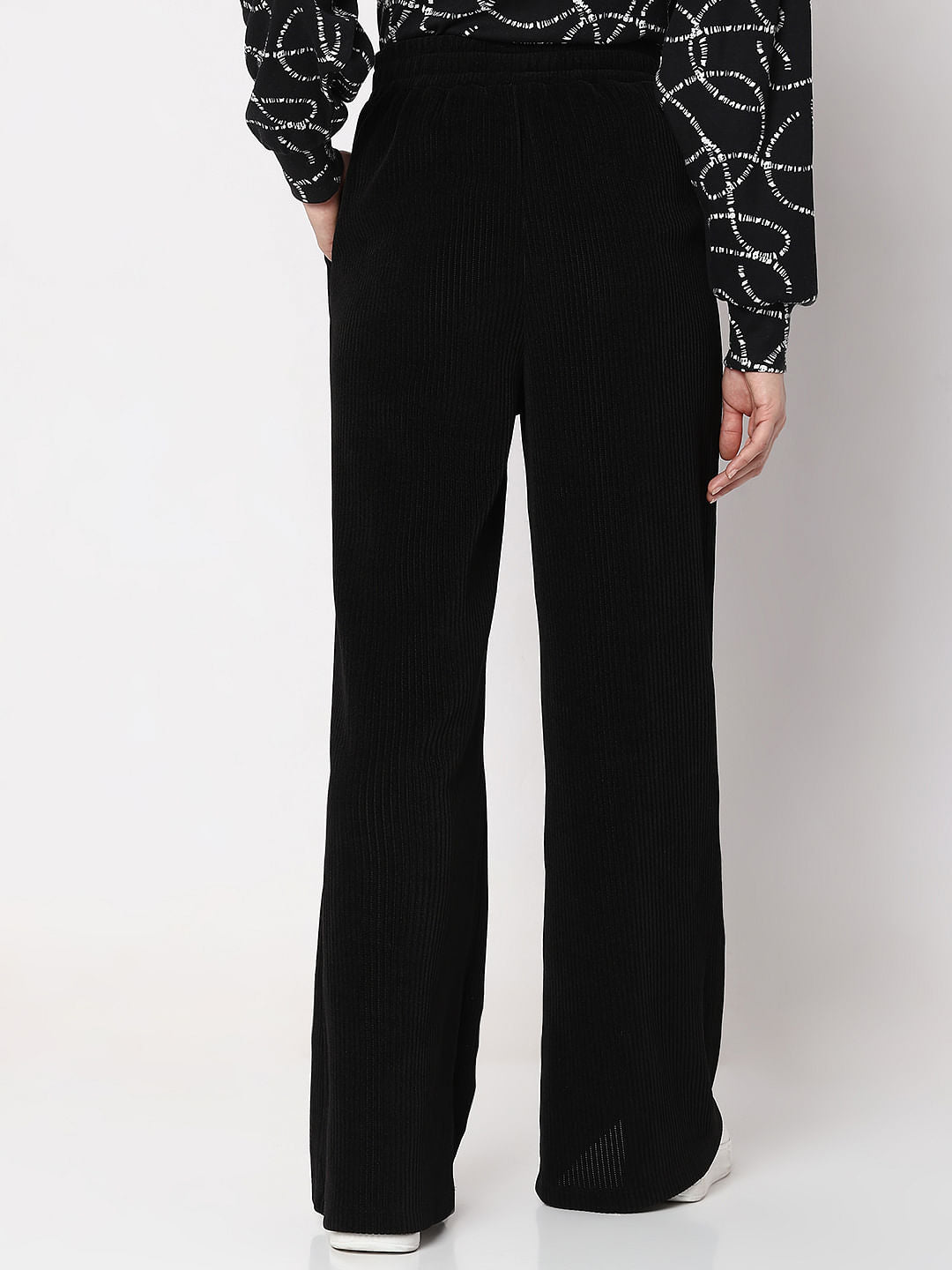 Black Corduroy Flared Co-Ord Set Pants