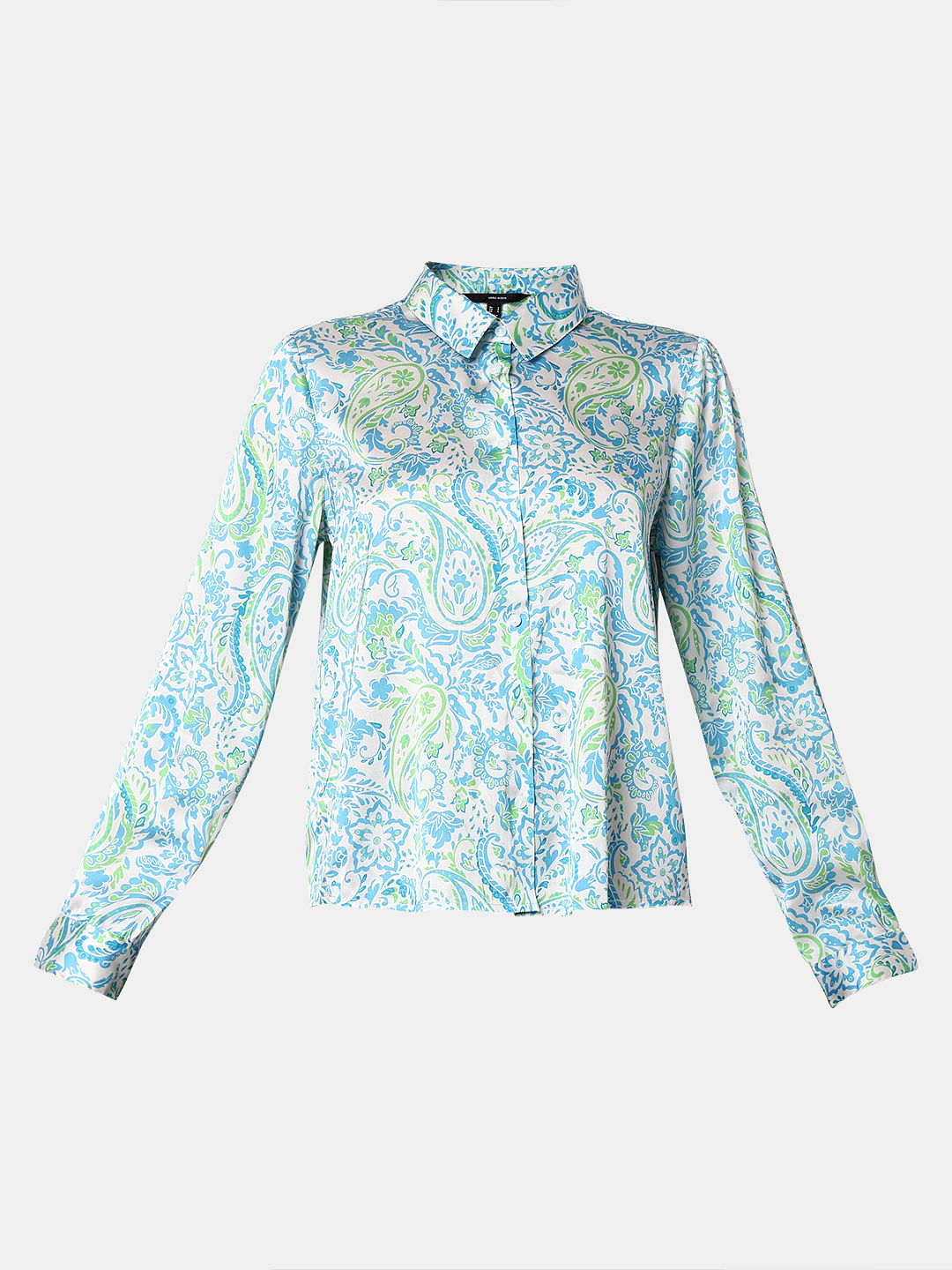 Light Blue Printed Satin Shirt