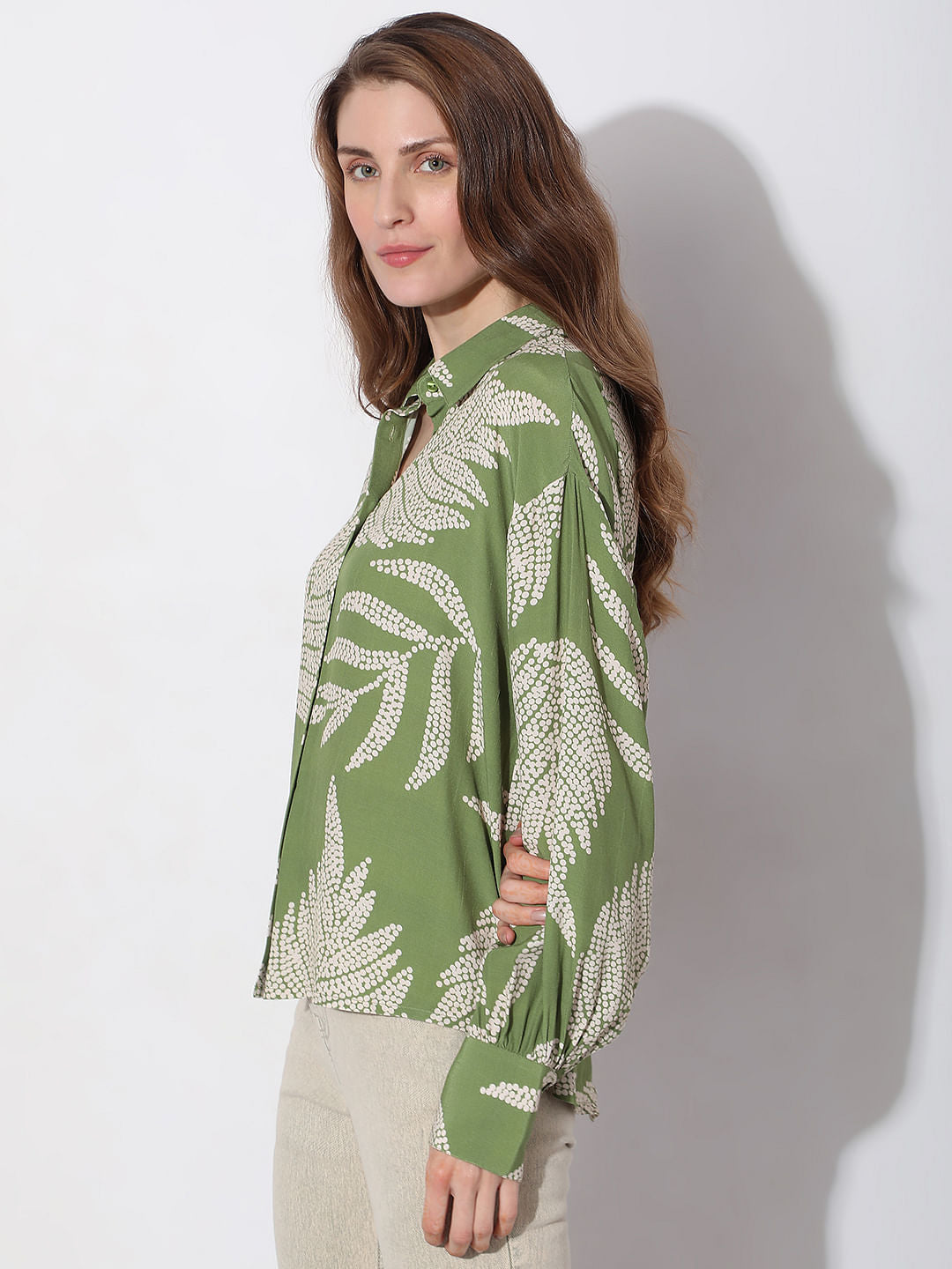 Green Leaf Printed Shirt