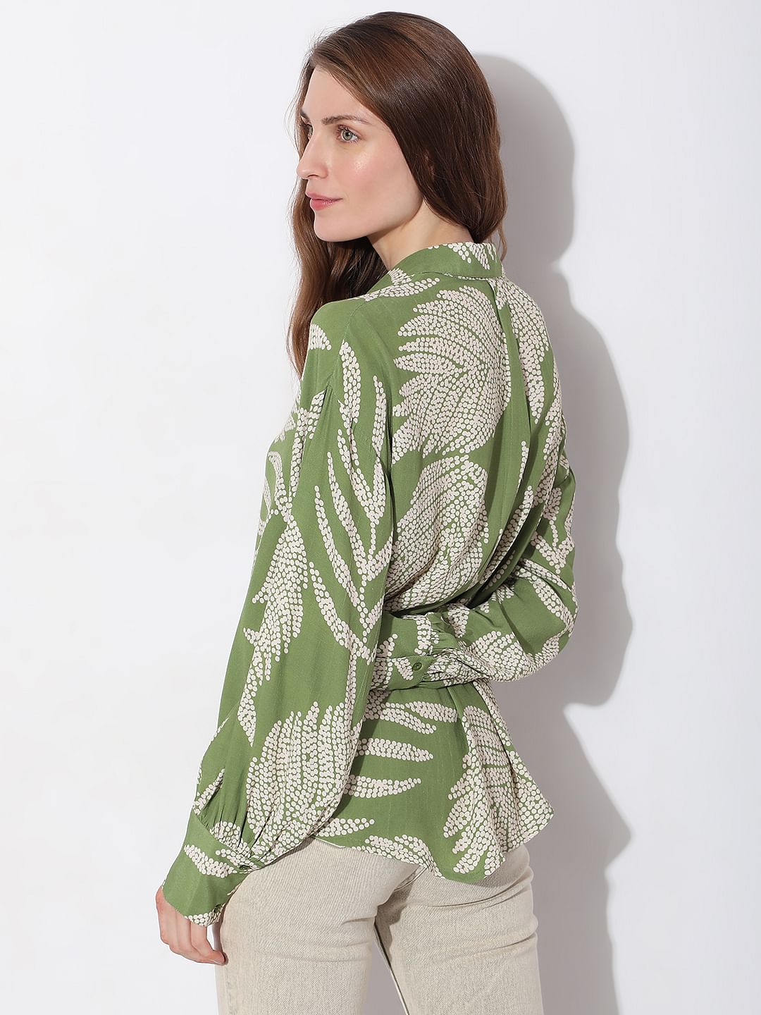 Green Leaf Printed Shirt