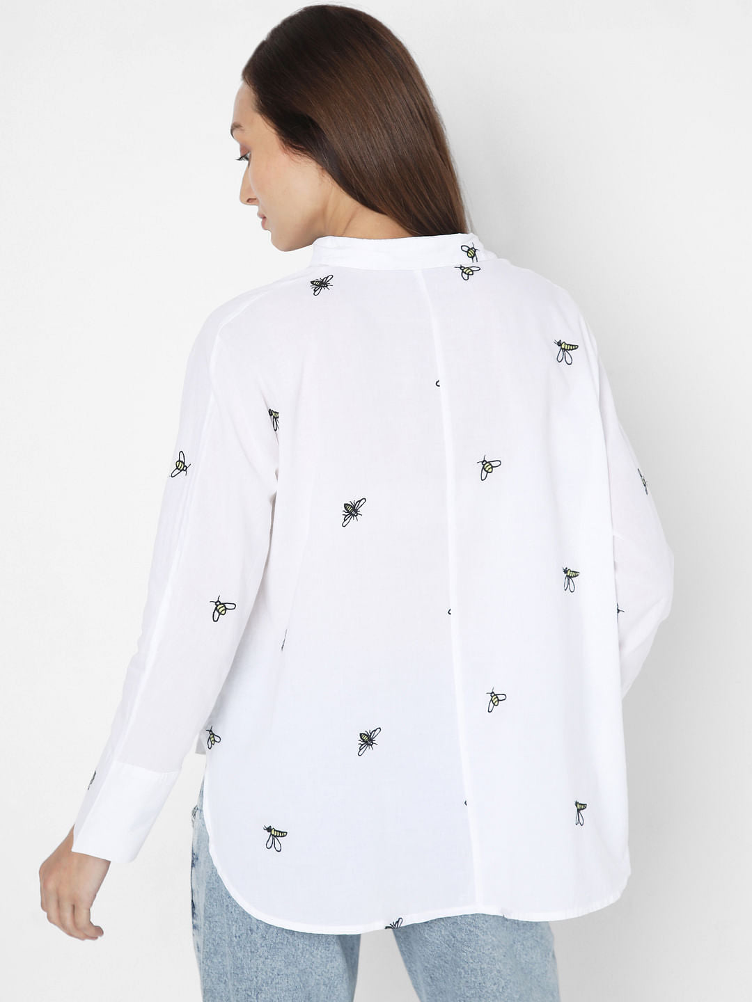 White Bee Embroidered Shirt
