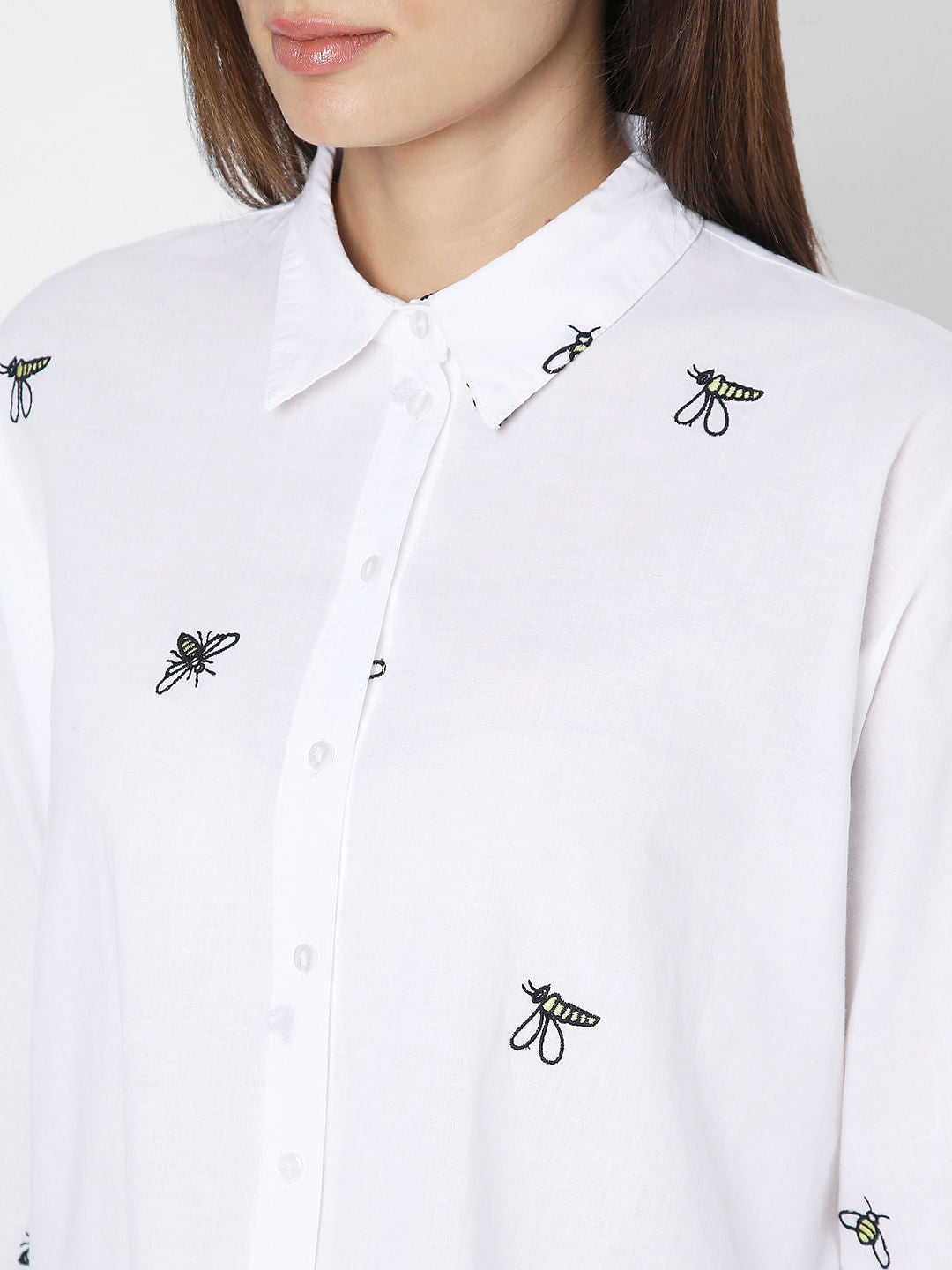 White Bee Embroidered Shirt