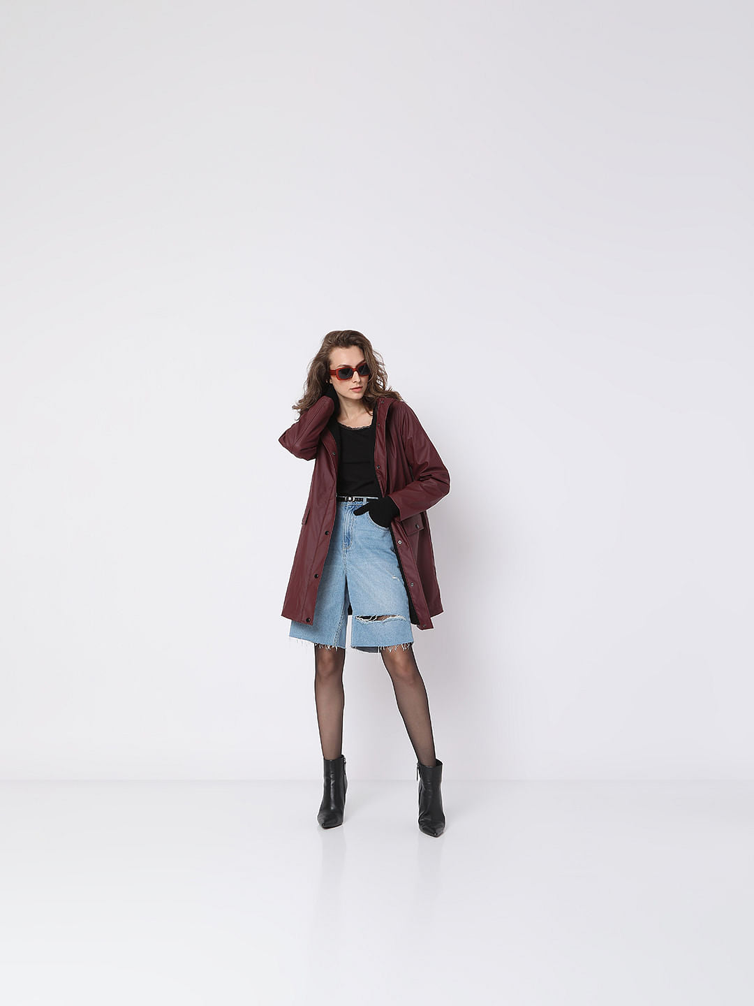 Burgundy Hooded Teddy Coat