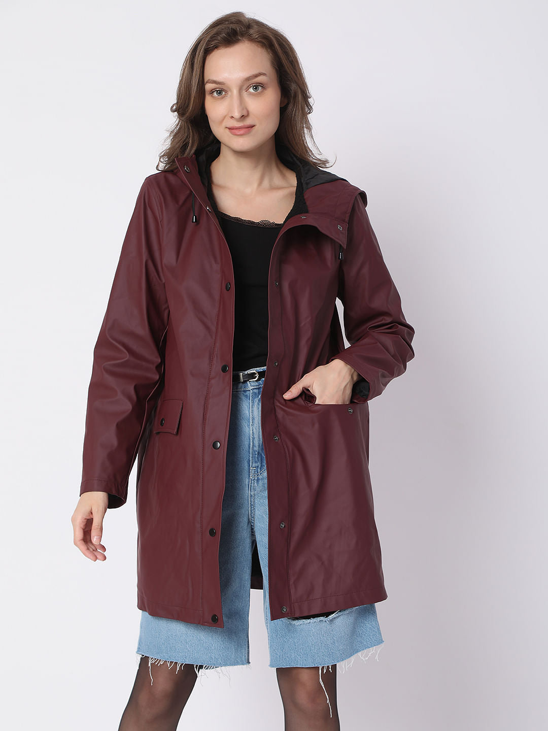 Burgundy Hooded Teddy Coat