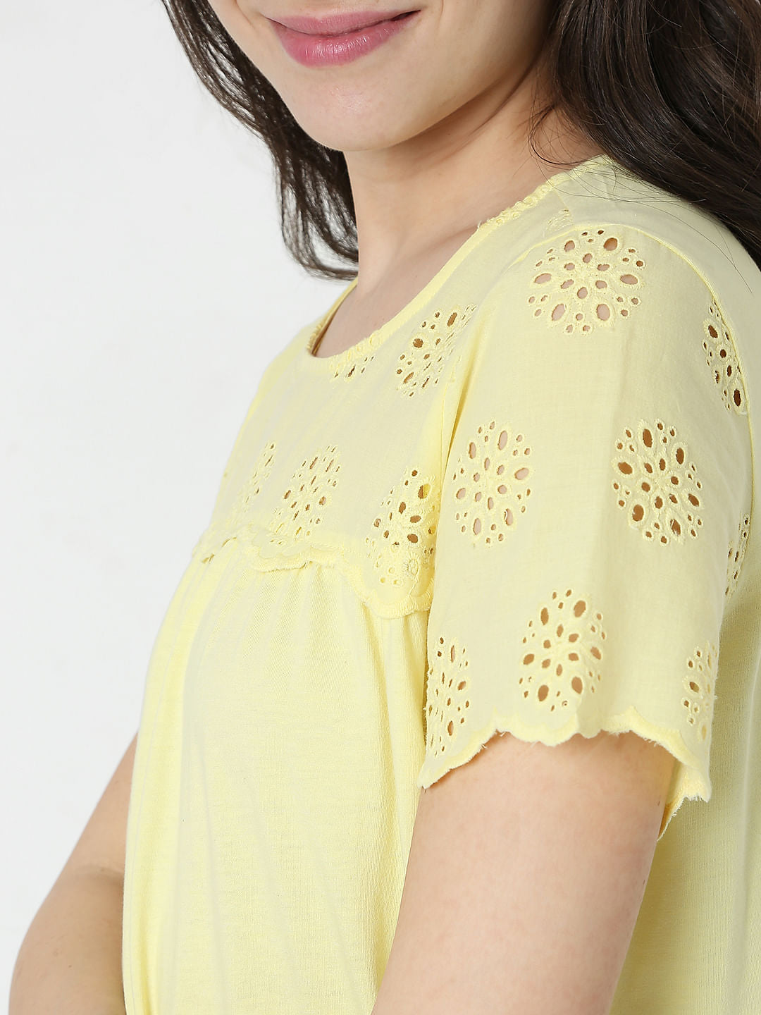 Yellow Schiffli Top