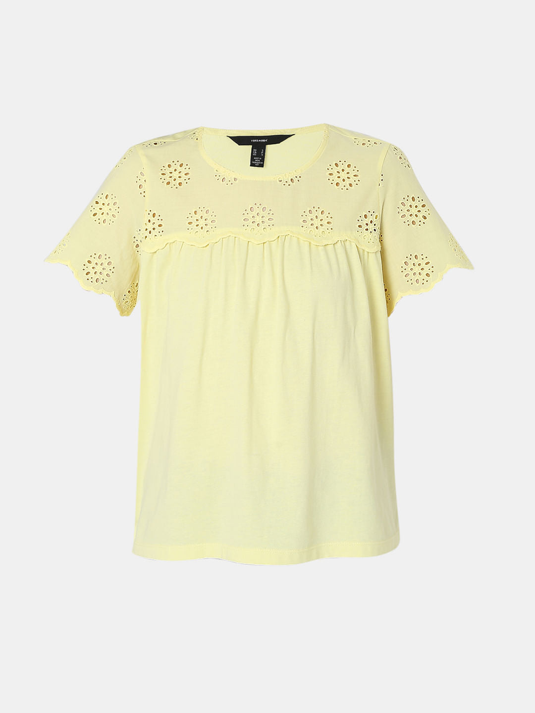 Yellow Schiffli Top