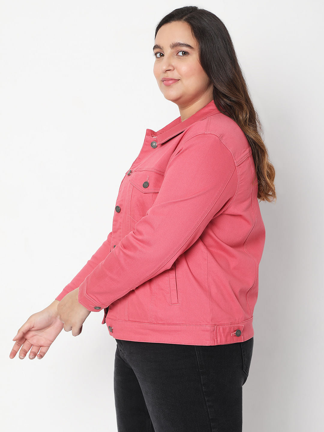 Curve Pink Denim Jacket