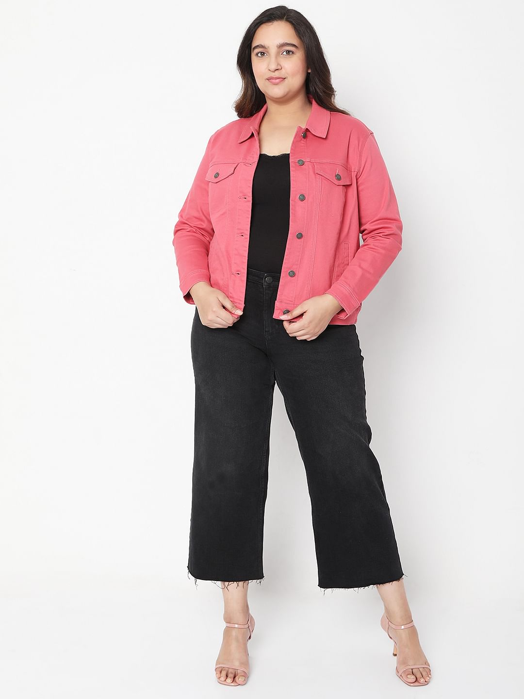 Curve Pink Denim Jacket