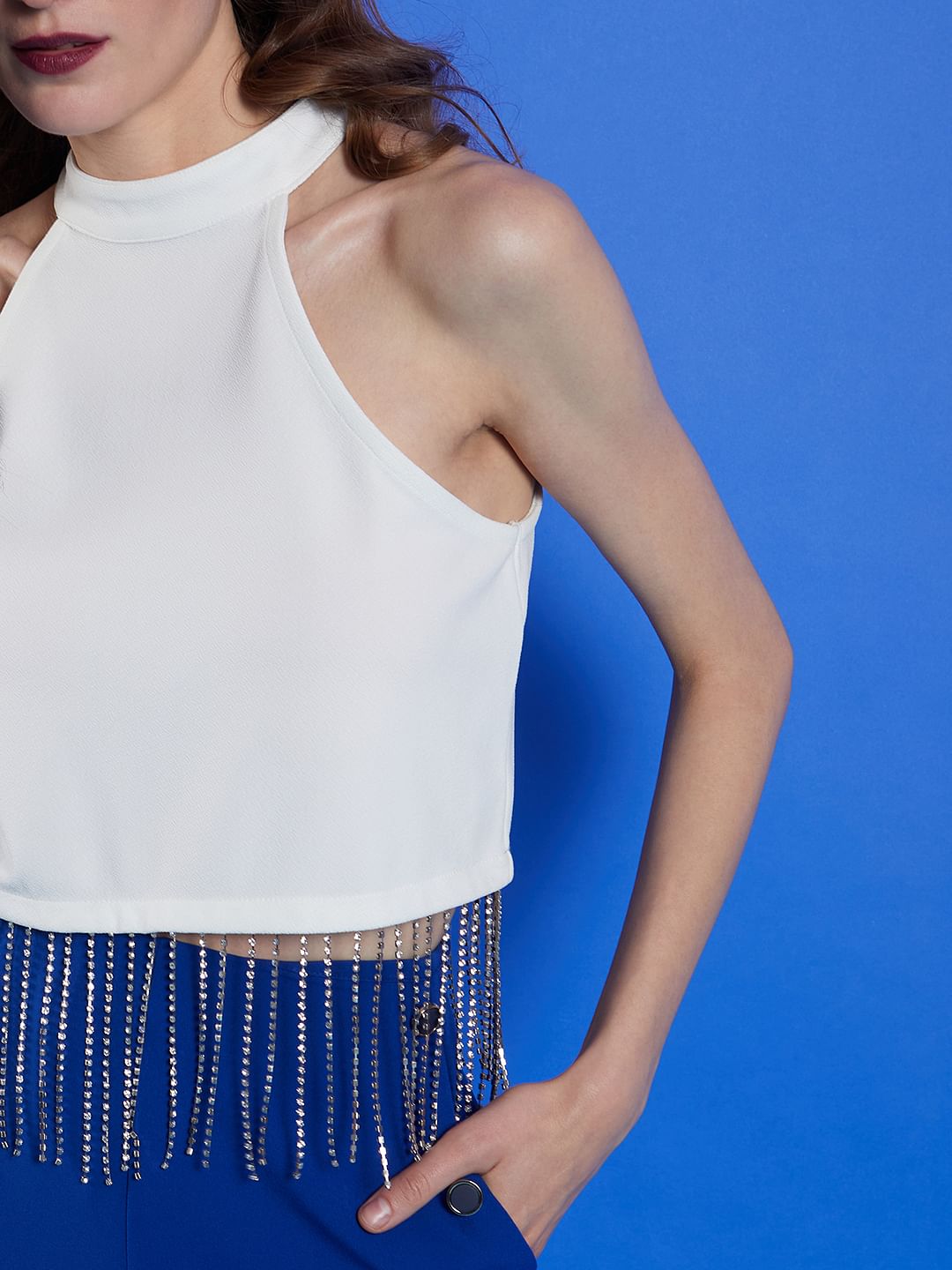 Marquee White Halter Neck Top