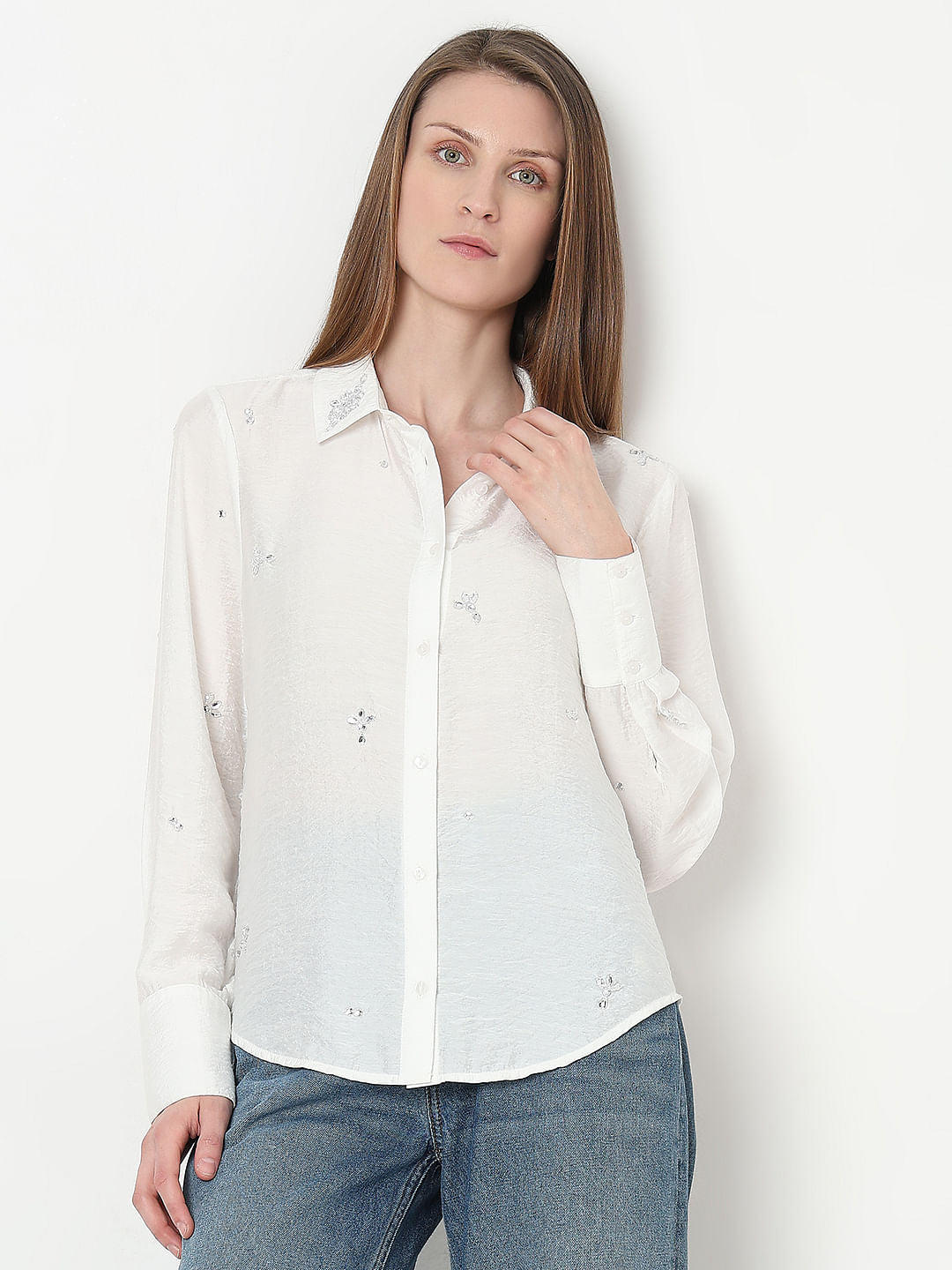 White Embellished Shirt