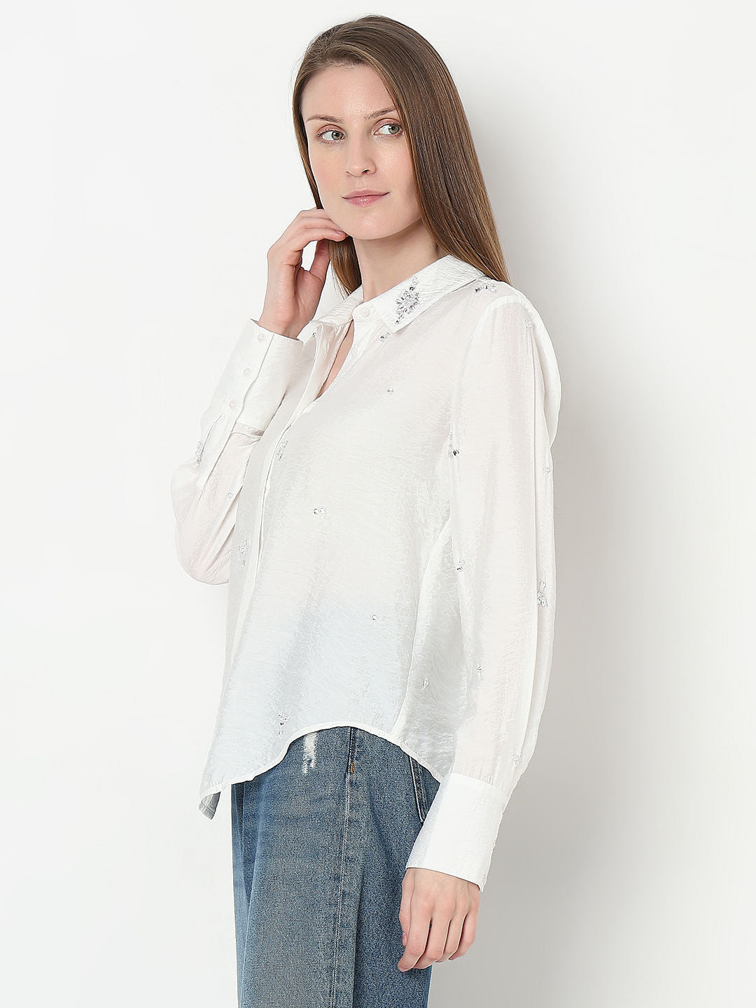 White Embellished Shirt