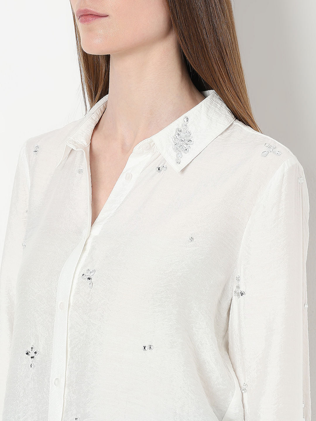White Embellished Shirt