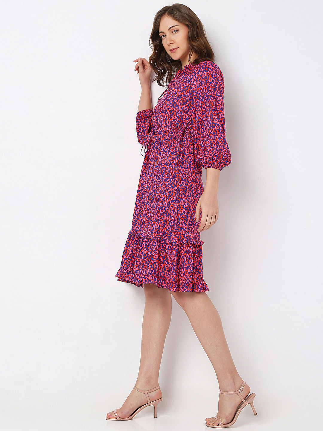 Pink Floral Tiered Drees