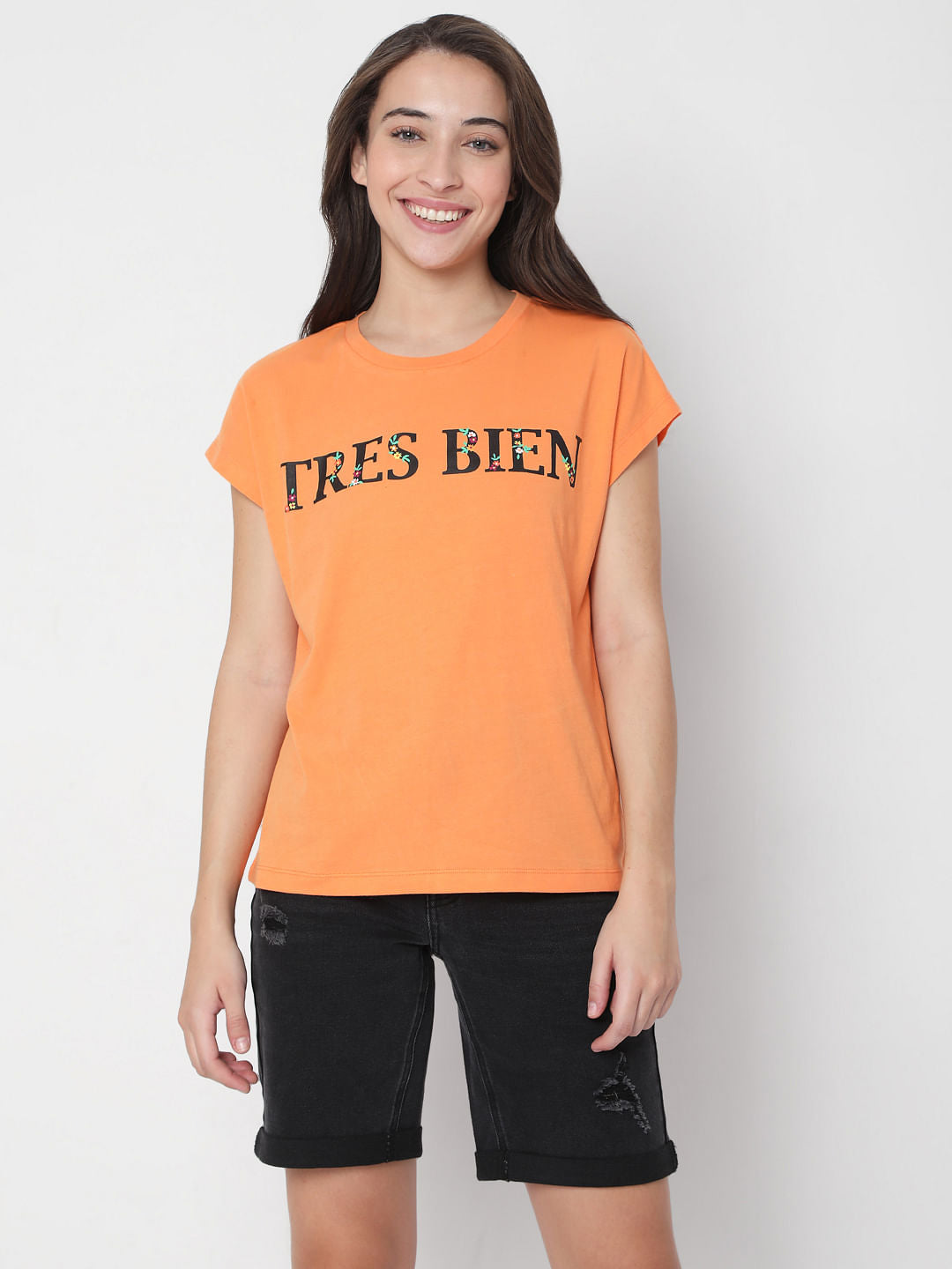 Orange Graphic Print T-Shirt