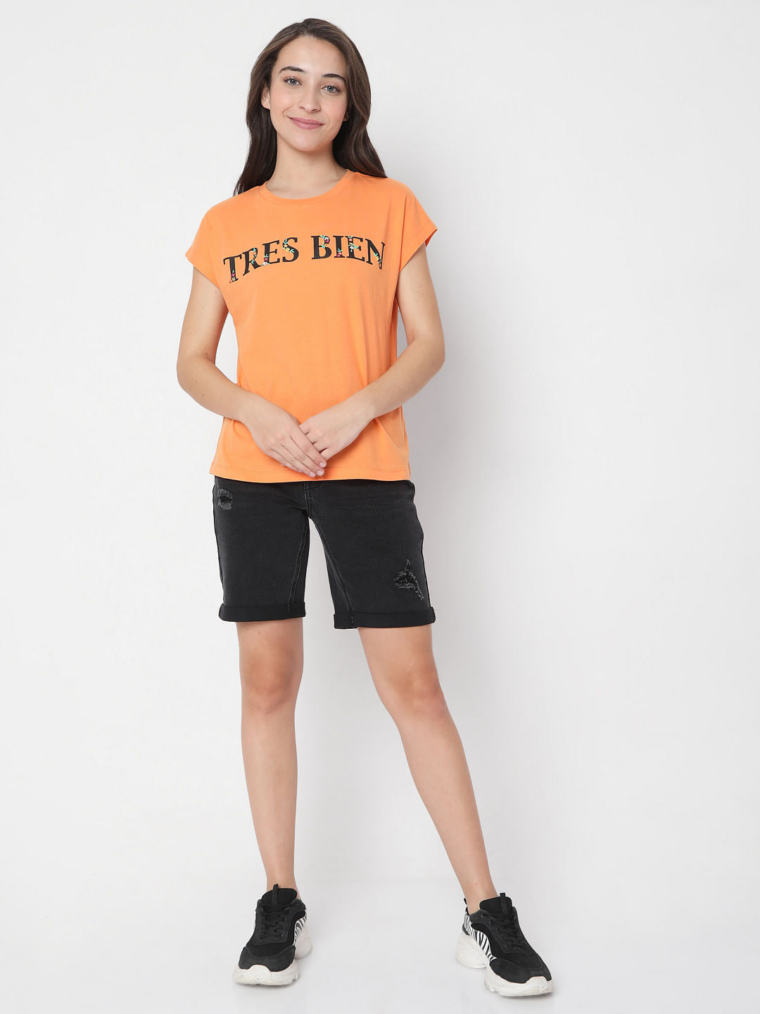 Orange Graphic Print T-Shirt